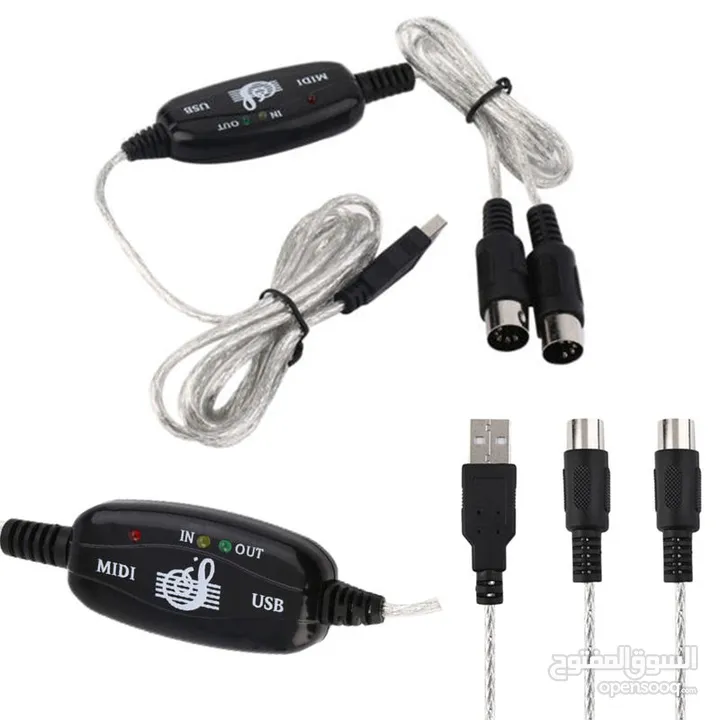 USB IN-OUT MIDI Interface Cable Converter PC to Music Keyboard