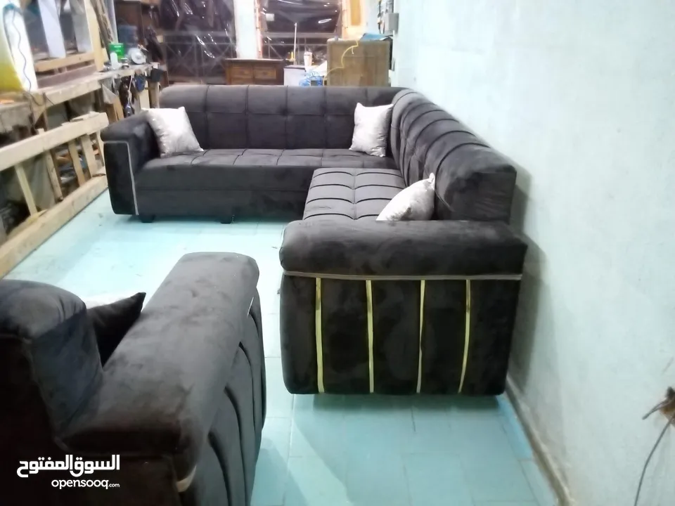 كورنرات 9مقاعد حرف L معاه كمان مجوزه بسعر الجملة من مفروشات ماسة لاتردد بل اتصال والحجز