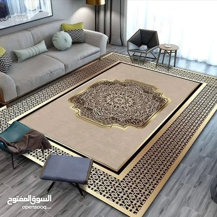 سجاد 3D مودرن مانع للانزلاق حجم كبير
