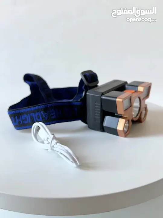مصباح رأس LED مع بطارية قابلة لإعادة الشحن عبر USB،