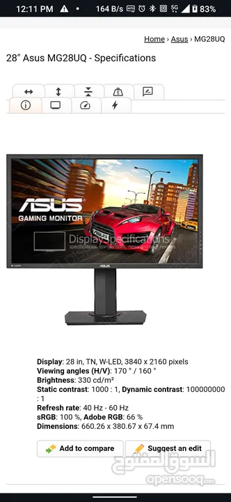 Asus mg28uq 4k gaming monitor