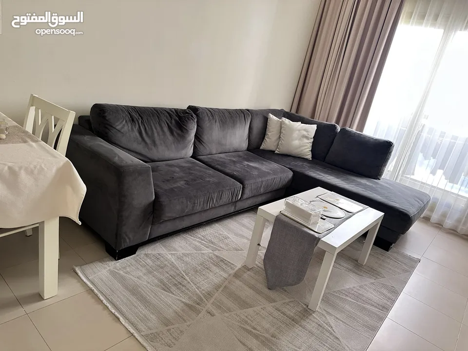 Gray sofa L shape كنب رمادي شكل L