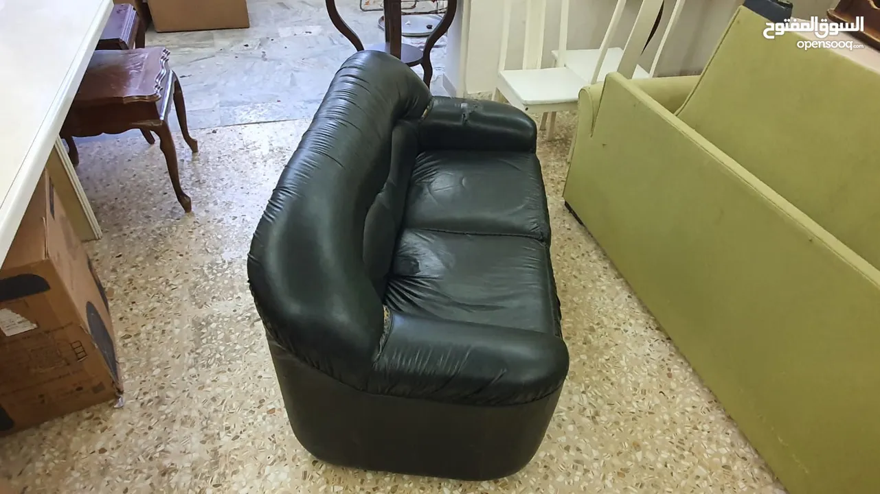 soft artificial leather couch, black color