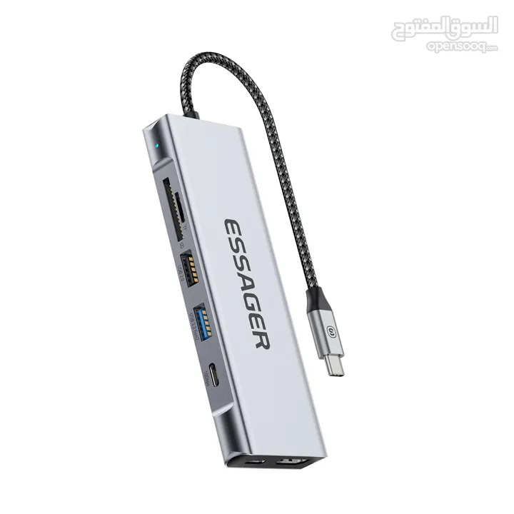 ESSAGER 8 in 1 USB C Hub with M.2 NVMe/SATA SSD 10Gbps ادابتر احترافي 8في1 ياخذ هارد