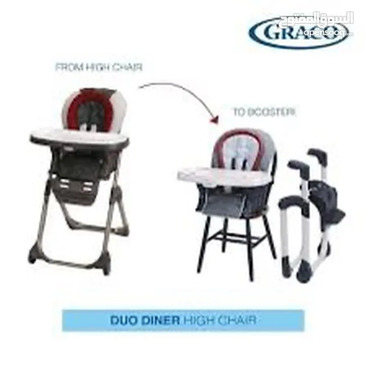 كرسي طعام Graco Duo Dinner LX 3-in-1   قابل للطي وتعديل الطول ووضعية الظهر مع صينيية لسهولة التنظيف