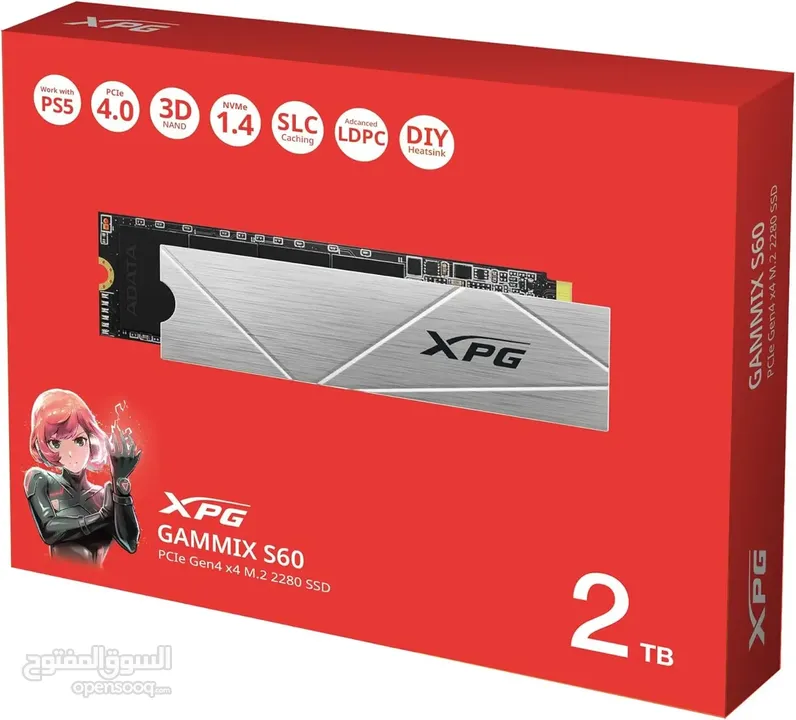 ADATA XPG S60 2TB PCIe Gen4 M.2 SSD - WORK WITH PS5 مخصص للبايستيشن 5 بسرعات عالية