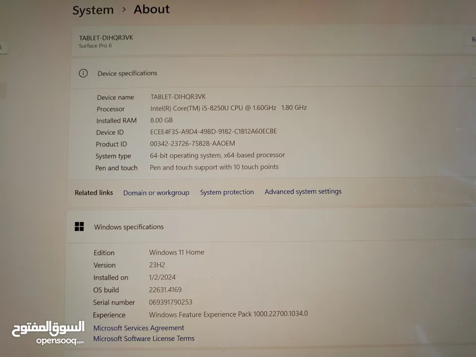 سيرفس برو 6 مستعمل بحالة ممتازة للبيع بسعر مغري جدا surface pro 6