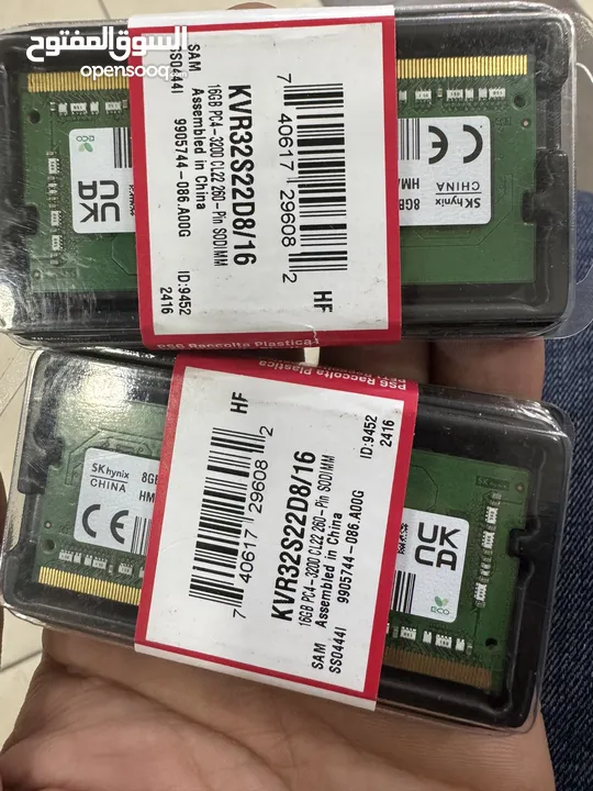 رامات لابتوب 16Gb حبتين كل حبه 8 بحالة الجديد 3200