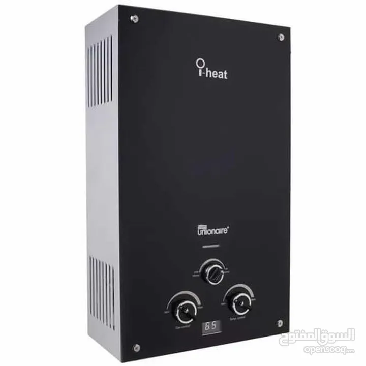 i-Heat Gas Digital Water Heater 10 Liter From Unionaire With Chimney – Black Glass  سخان غاز