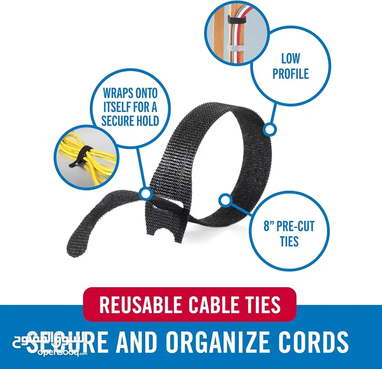 Cable Ties, 100Pk, 8 x 1/2" Black Cord Organization Straps, Thin Pre-Cut Design, Wire Management for