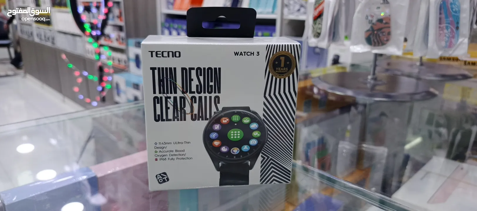 ساعه TECNO WATCH 3 الاصلية بطارية 250 بتضل 7 ايام متواصلة او 30 يوم ع وضع الاستعداد