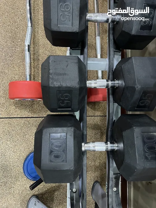 Rubber coated dumbbells and treadmill for sale