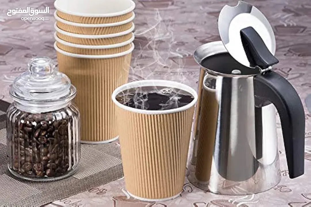 12 oz. Brown Disposable Ripple Insulated Coffee Cups - Hot Beverage Corrugated Paper Cups [50 cups]