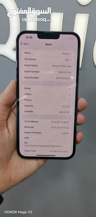 IPHONE 13 PRO MAX (512GB) USED /// ايفون 13 برو ماكس ذاكرة 512 مستعمل وكاله