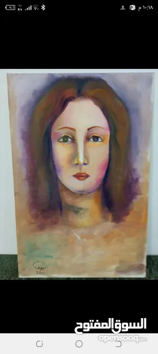 لوحات  رسم زيتي.. وتطريز