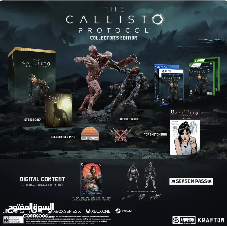 لعبة The Callisto Protocol نسخة المجمعين مع مجسم و كتيب و غلاف حديدي جديد