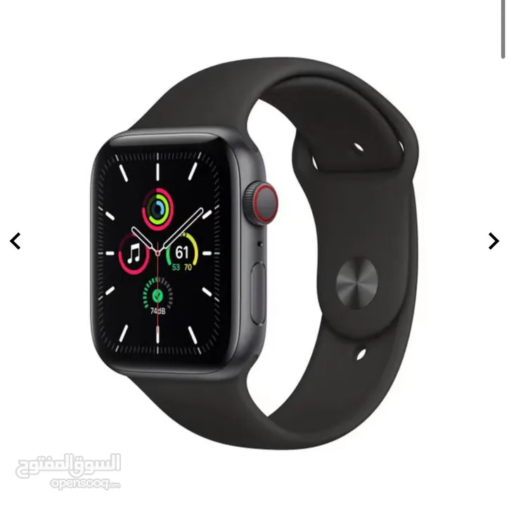 Apple Watch SE GPS + Cellular - 44mm Space Gray Aluminium Case with Black Sport Band - Regular