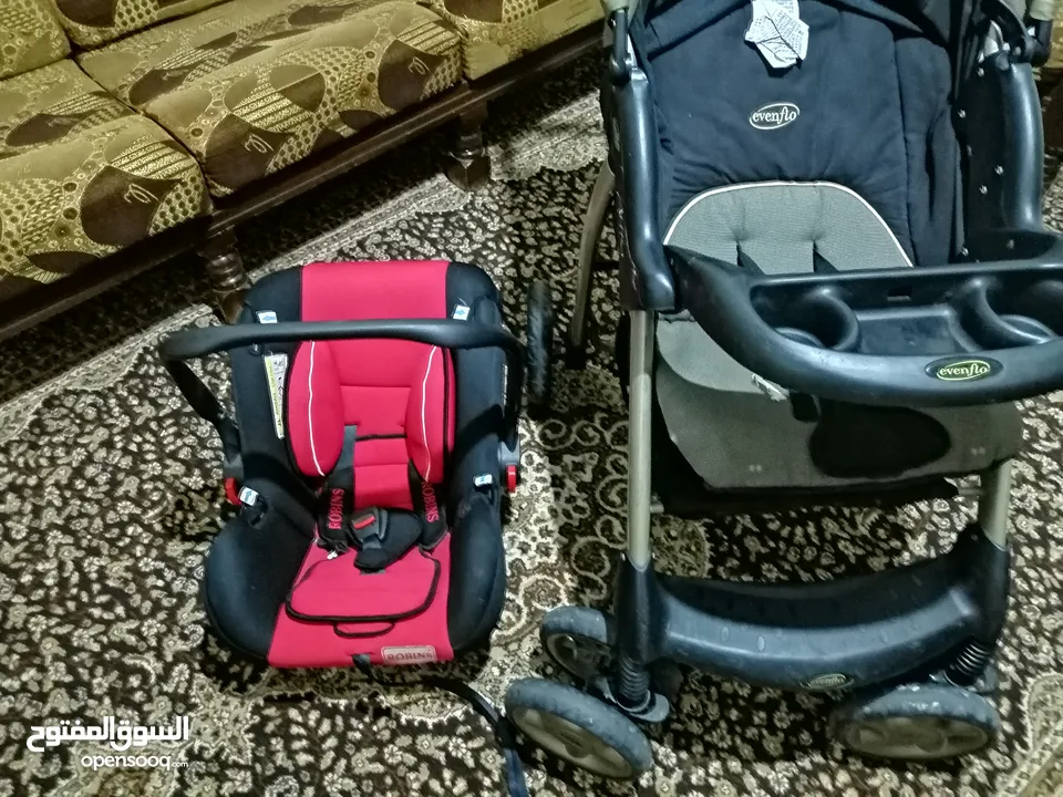 عرباية أطفال  Elevenflo + Car seat، عرباية توأم ماركة Juniers