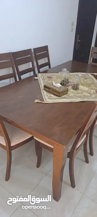 طاولة سفره أوروبية  خشب بلوط 8 كراسي كبير