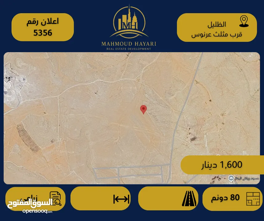 رقم الإعلان: (5356 ) قطعة أرض زراعية للبيع في الظليل – قرب مثلث عرنوس