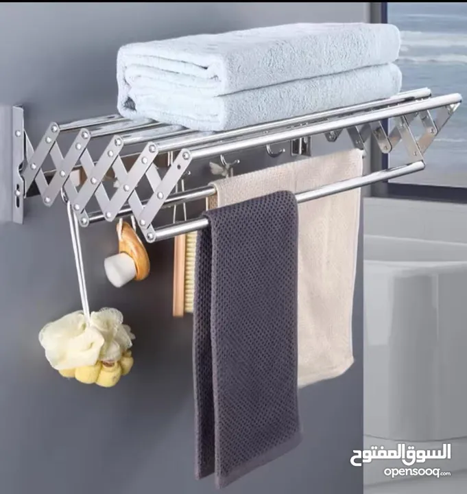 منشر الغسيل الجداري الألمنيوم القابل للطي – الذكاء في التنظيم وتوفير المساحة قوة تحمل ممتازة بتستحمل
