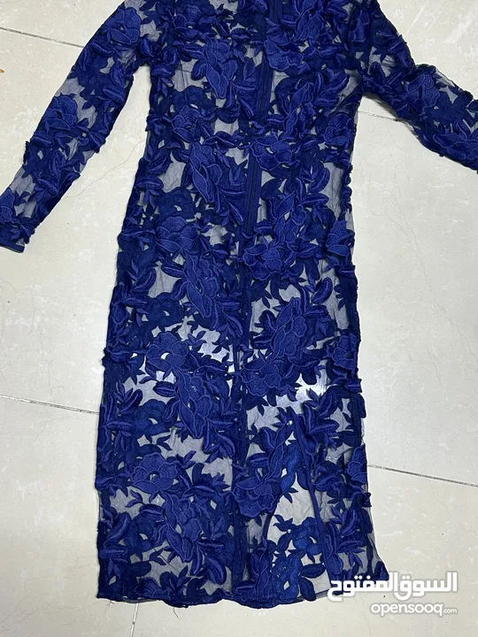 Navy blue net embroidery dress