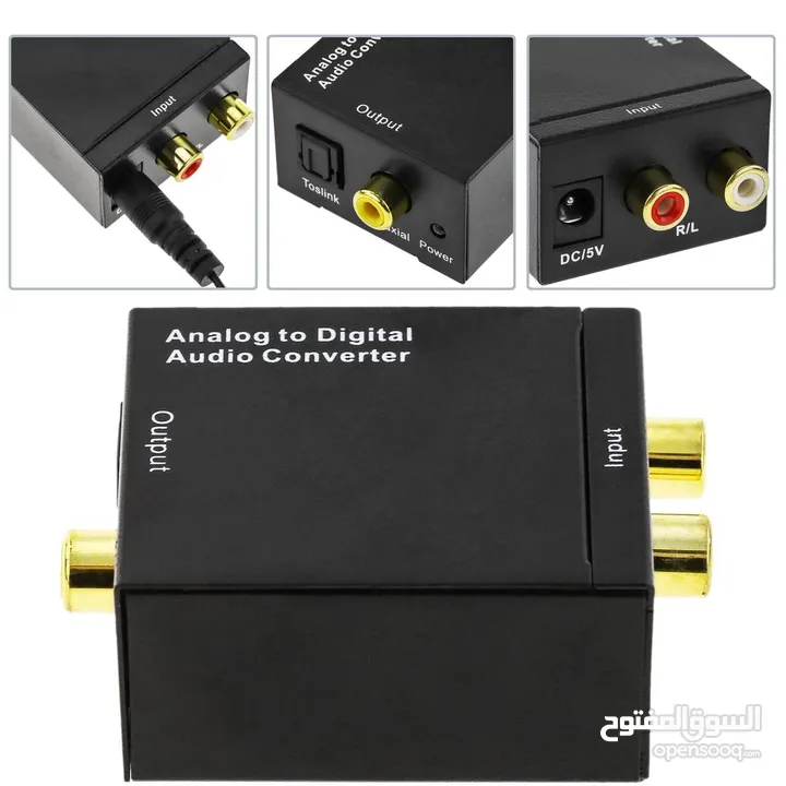 Analog to digital audio converter with 2xRCA to toslink and coax  Analog to digital audio converter