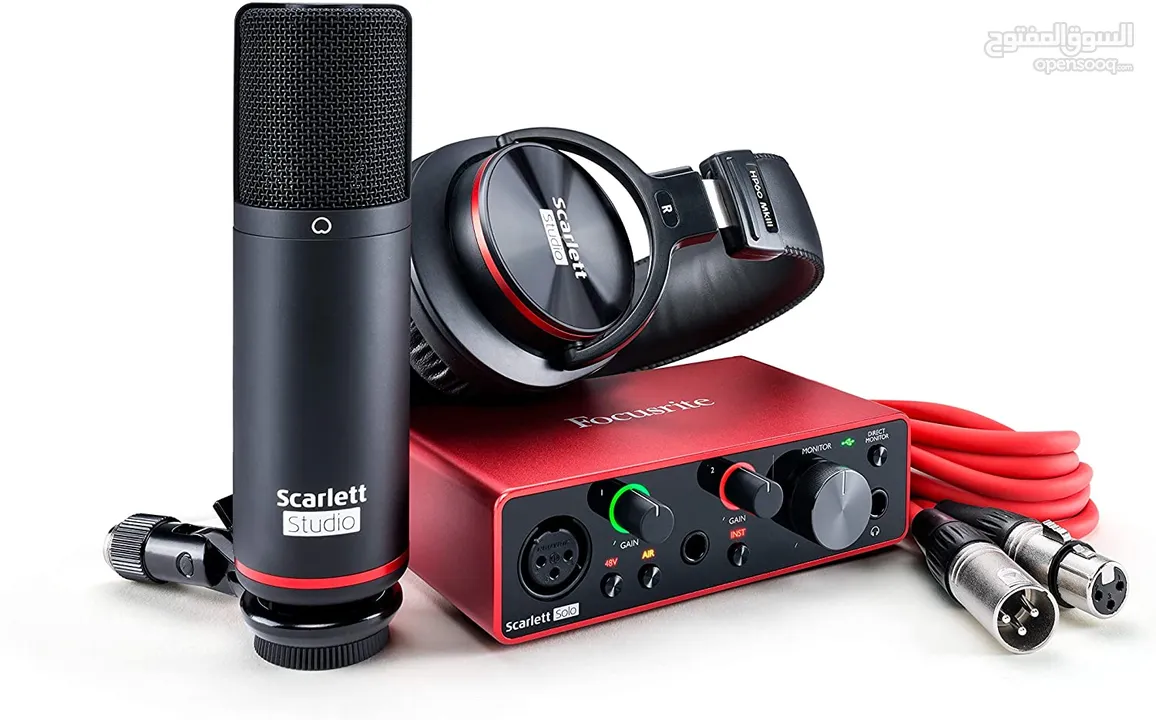 طقم كرت صوت سكارلت مع ميكرفون وسماعة اصلي Scarlett SOLO Studio Audio Interface a