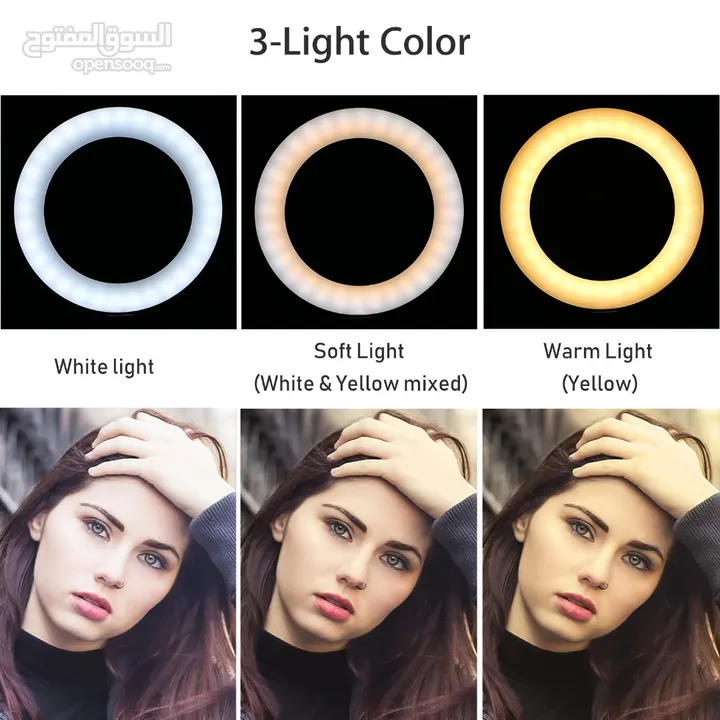 رينغ لايت 8انش (قياس20 سم ) مع حمالة  LED Ring Light