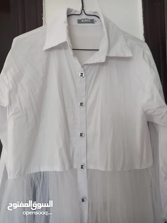 قميص أبيض شيفون جديد لم يلبس وبوط عرائس جديد