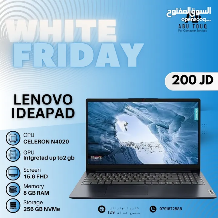 LAPTOP LENOVO IDEAPAD CELERON N4020 - 8 GB - 256 NVMe لابتوب لينوفو سيليرون