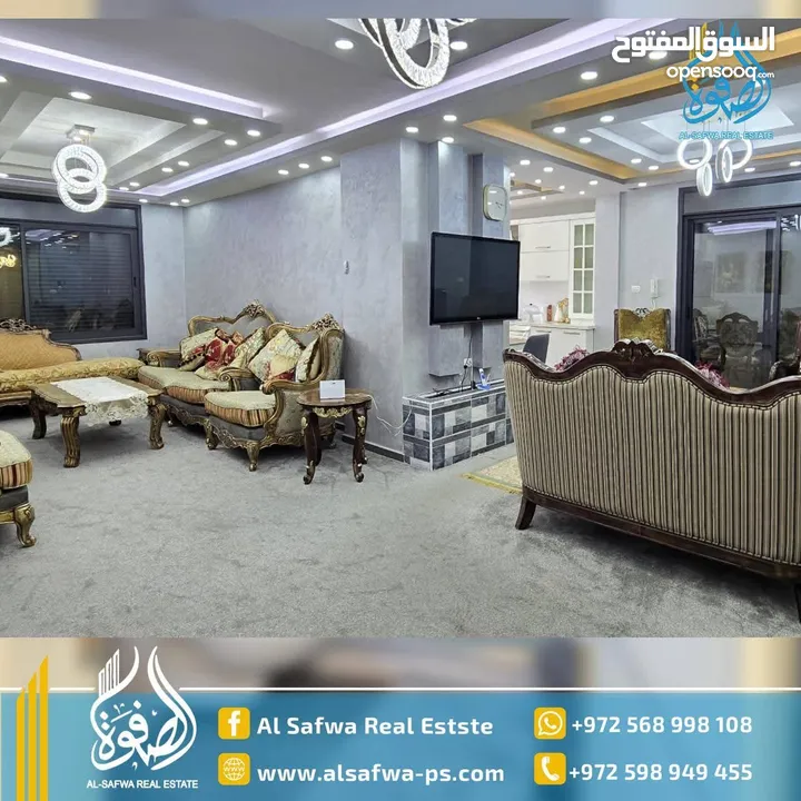 شقه مميزة جدا مفروشه للايجار موقع استراتيجي قرب بلديه رام الله قريب من كل الخدمات مع ترس