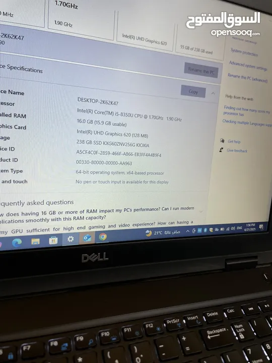 لابتوب موصفات عالي من ديل فئة LATITUDE Core i5 GEN 8 RAM 16 شاشة كبيره افضل سعر 199