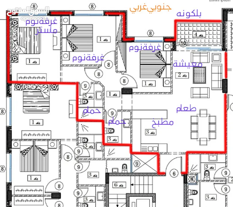 الرابية شقة جديدة بمواصفات خاصة للإيجار الفارغ 3 غرف نوم ذو إطلالة دائمة