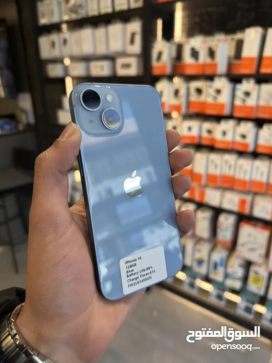 IPHONE 14 (128GB) USED LIKE NEW ///  ايفون 14 128 مستعمل بحاله الجديد كفاله فليك موبايل سنتين
