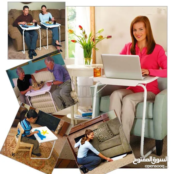 طاولة اكل متحركة 52 سم طاولات دراسه تيبل ميت مع حامل كاس و كوب متعددة الاستخدامات Folding Portable T