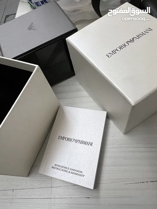 EMPORIO ARMANI BLACK STEEL CERAMICA WITH CRYSTALS AR 142 اصلية 100% جديدة ولا خدش
