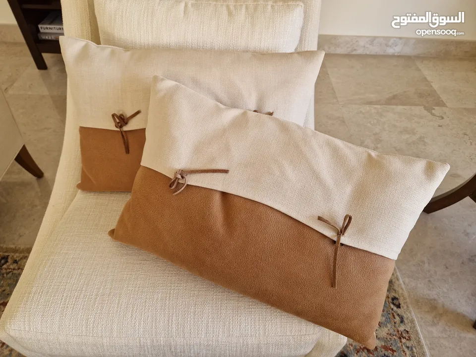 2 Cushions beige and brown 35x55cm