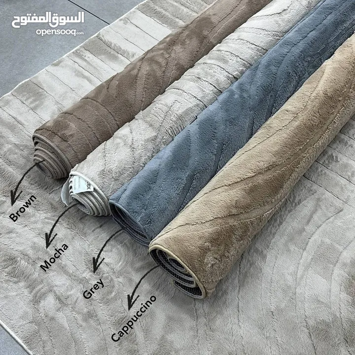 سجاد شتوي حفر فرو الأرنب ثقيل غير قابل للانزلاق  فخامة ناعمة بتكمّل شتاءك