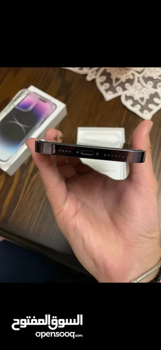 آيفون 14 pro max 128gb لم يتم تغيير اي قطعة بالجهاز معا كامل اغراضو الكرتونة ووصلة الشاحن