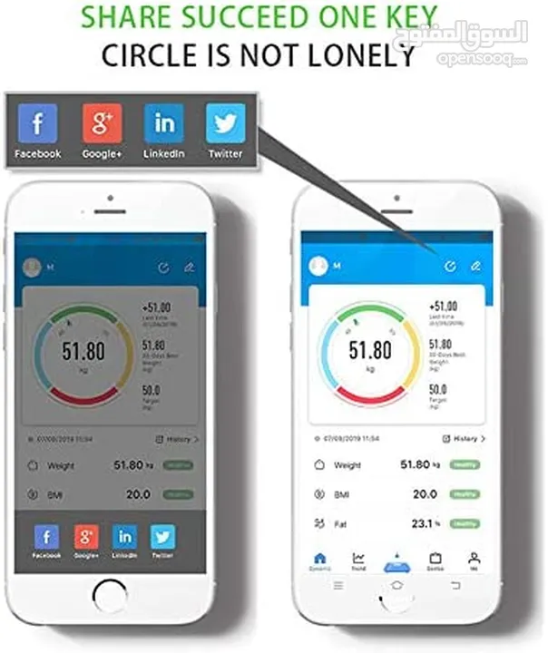 ميزان جسم يشبك بلوتوث على الهاتف يقيس الوزن نسبة الدهون معلومات صحيه ميزان وزن الجسم المطور الذكي