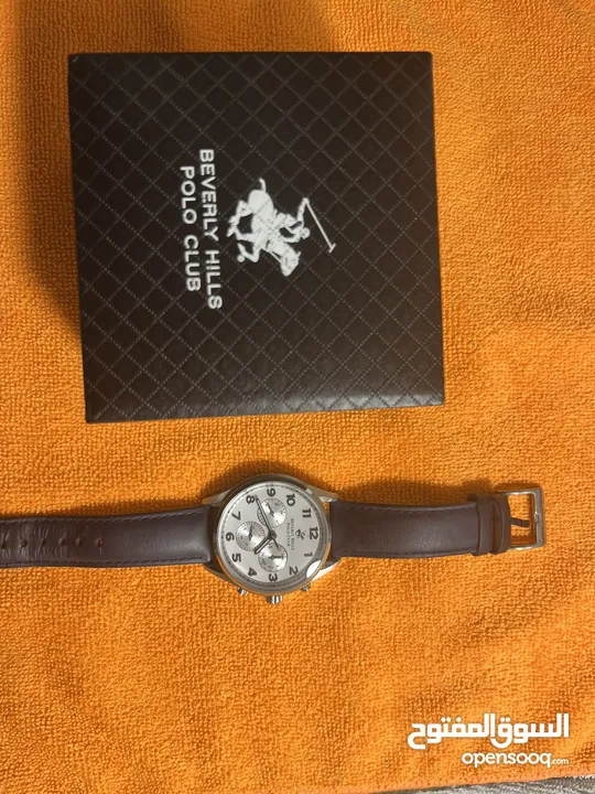 ساعة بولو رجالية B.H. Polo Club Matteo Multifunction Dark Blue Leather White Dial For Men