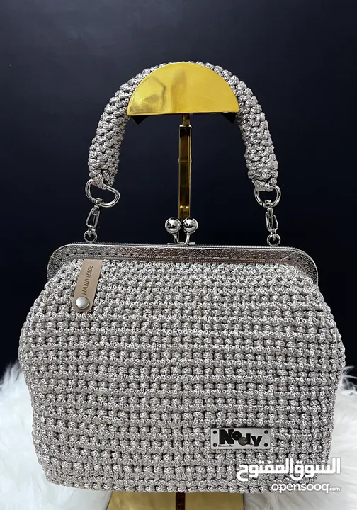 Handmade Crochet Premium Bag – Silver Elegance - customizable with your choice of colours