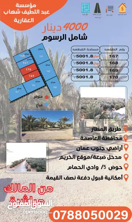 أرض للبيع 5 دونم الخريم حوض 5/وادي الحمام الخدمات متوفرة بسعر 4 الاف لكامل القطعة