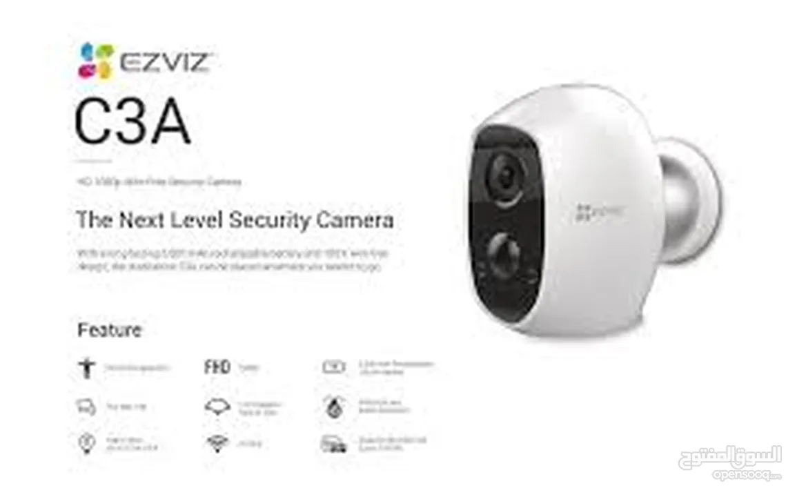 كاميرا EZVIZ C3A لاسلكية 1080p، رؤية ليلية، صوت ثنائي، مقاومة للعوامل الجوية، بطارية قابلة للشحن