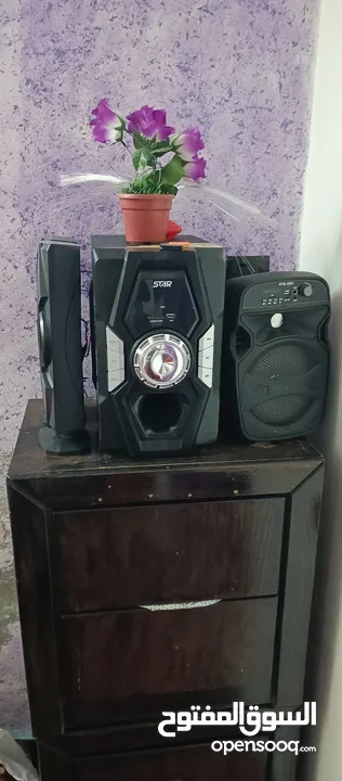 سماعات سيستم + صاب ويفر مضخم صوت   استعمال خفيف للبيع ......