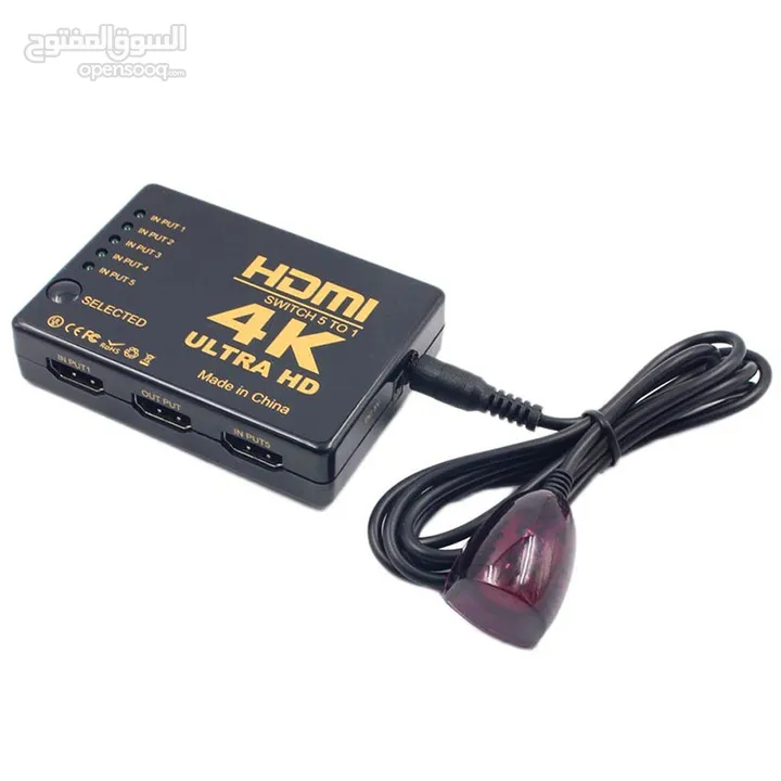 4k HDMI Switcher with ir Remote control-5 port سويتج فور كيه مع ريموت 5 مداخل