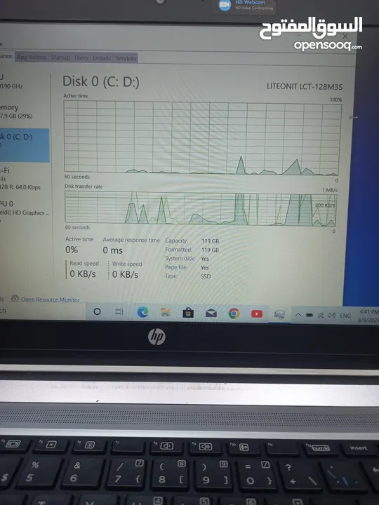 كور اي 5 الجيل 6 .الهارد 128 ssd . الرام 8  ddr4