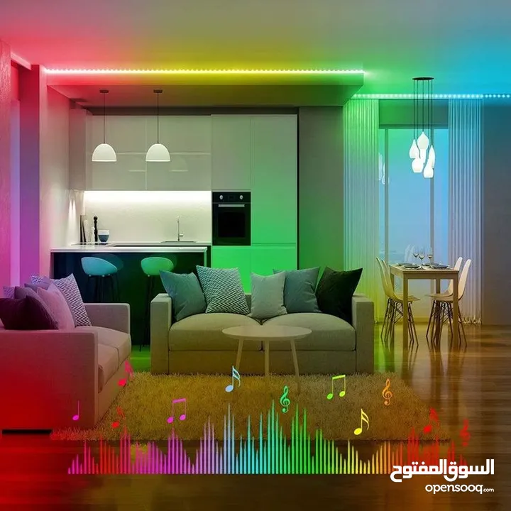 حبل إضاءة ليد متعدد الألوان مع جهاز تحكم عن بُعد بطول 10متر