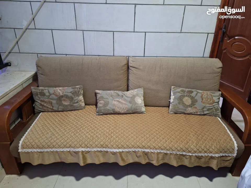 طقم كنب خشب زان 5 مقاعد